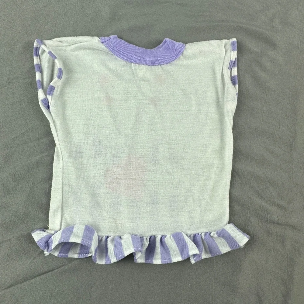 Vintage Baby Hippo Ruffle‎ Top Purple Striped Size Toy Doll Bates-Jama 80s 90s